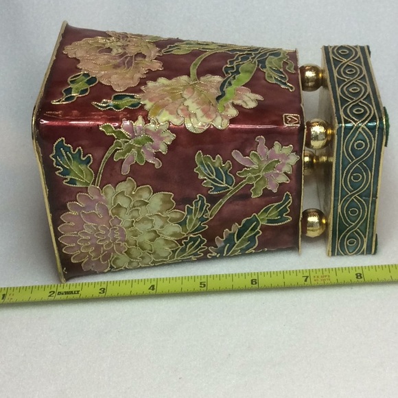 FINAL SALE PRICE Lg. Burgundy Cloisonné Vase by Nyco International - Picture 4 of 5